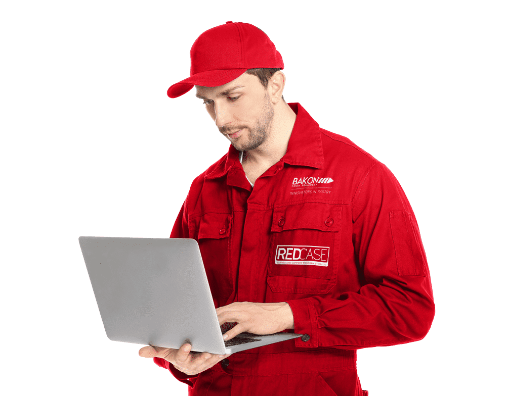 RedCase service support man with laptop